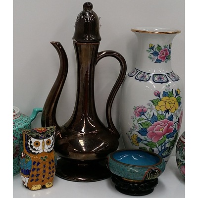 Collection of Chinese Vases, Urn, Tea Pots and Cloisonnes
