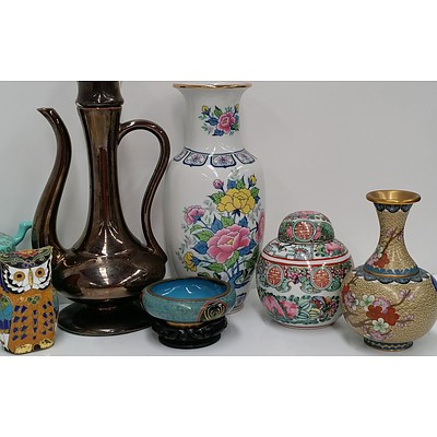 Collection of Chinese Vases, Urn, Tea Pots and Cloisonnes