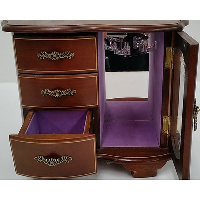 Musical Jewellery Cabinet and Two Silver Plated Jewellery Boxes