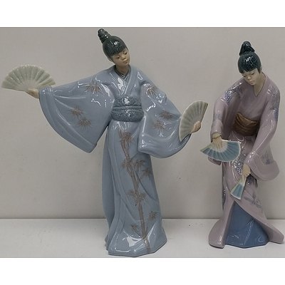 Nao by Lladro Japanese Geisha Figurines - Lot of Two