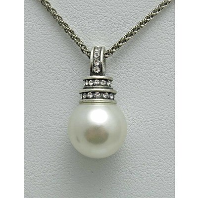 Sterling Silver Faux Pearl & Crystal Pendant