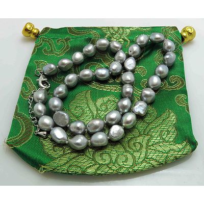 Necklace Of Baroque Fresh-Water Cultured Pearls