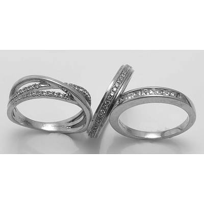 Collection Of 3 Germani Sterling Silver Cz-Set Rings