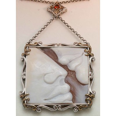 Sterling Silver Modern Cameo Necklace
