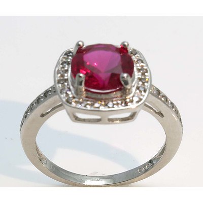 Sterling Silver Synthetic Ruby Ring