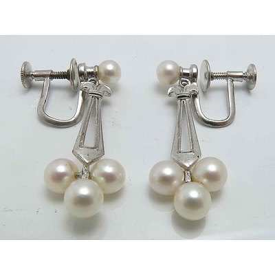 Mikimoto Silver Pearl Earrings