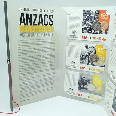 Royal Australian Mint Official Coin Collection Anzacs Remembered World War I 1914-1918, 14 Coin Complete Collection