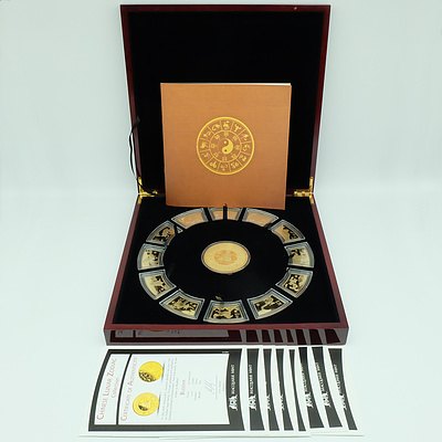 Maquarie Mint Chinese Lunar Zodiac Collection, 13 Piece Gold Plate 