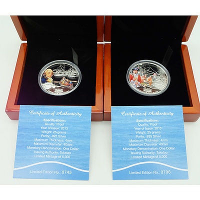 1787 Depature Australia's First Fleet Limited Edition 2013 .925 Silver Proof Coin and 1788 Life at Sea Australia's First Fleet Limited Edition 2013 .925 Silver Proof Coin
