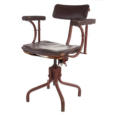 Brown Leather and Metal Chair
