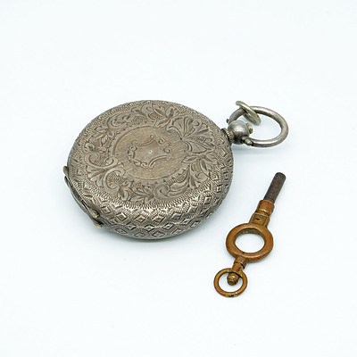 Antique Engraved 935 Silver Cased Pocket Watch