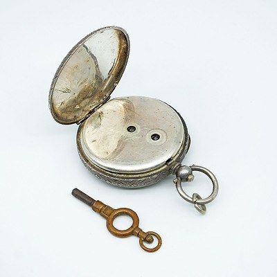 Antique Engraved 935 Silver Cased Pocket Watch