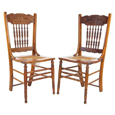 Two Spindle and Pressback Cottage Chairs, and Two Bentwood Chairs, All Early 20th Century