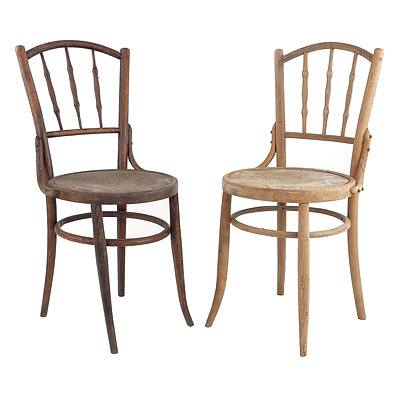 Two Spindle and Pressback Cottage Chairs, and Two Bentwood Chairs, All Early 20th Century