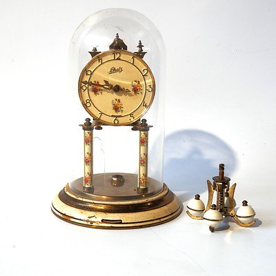 German Schatz Mantle Clock with Plastic Dome