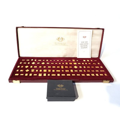The 100 Greatest Olympic Stamps, Gilt Sterling Silver Minatures in Presentation Box