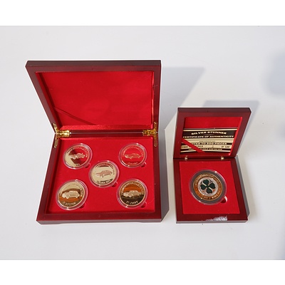 Limited Edition Collector Token Muscle Car Series in Presentation Box Including Five Tokens and Silver Stunner Four Leaf Clover Collectors Token in Presentation Box