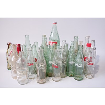 Group of Vintage and Modern Coca Cola Bottles