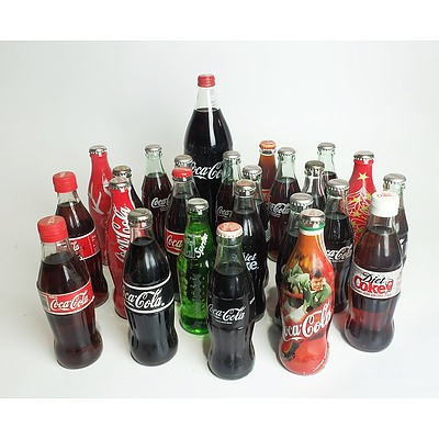 Group of Vintage Glass Coca Cola Bottles
