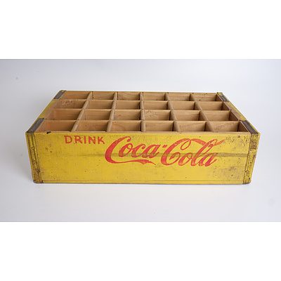 Vintage Yellow Coca Cola Twenty Four Bottle Carry Case