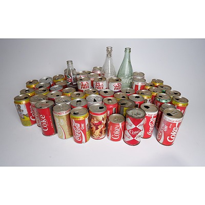 Large Group of Coca Cola Cans and Bottles Including Various Special Limited Releases