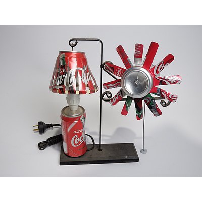 Coca Cola Desk Lamp with Coca Cola Spinning Garden Ornament