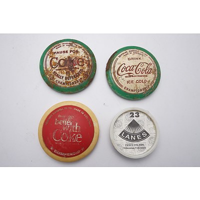 Group of Three Vintage Coca Cola Yo-Yo Accessories and Coca Cola Button
