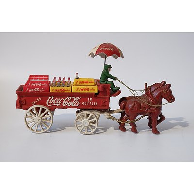 Coca Cola Cast Metal Horse Drawn Wagon Model