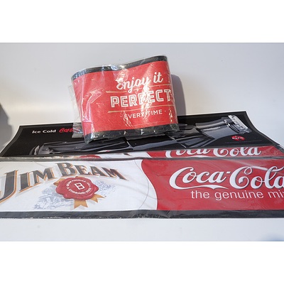 Three Coca Cola and One Jim Beam Rubber Bar Runners
