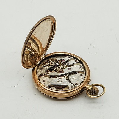 9ct Yellow Gold Mobilia Pocketwatch with 'Gaelic Belt' Cartouche Design on Mechanism