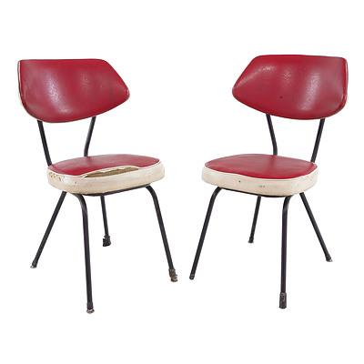 Six 1950s Vinyl  Upholstered Dining Chairs