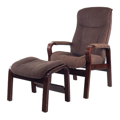 IMG Brown Fabric Upholstered Armchair and Ottoman