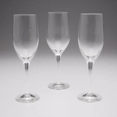 Three Pairs of Wedgwood Crystal Glasses Including Champagne Flutes and Claret Glasses