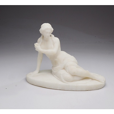 European Carved Marble Figure of a Reclining Grecian Maiden
