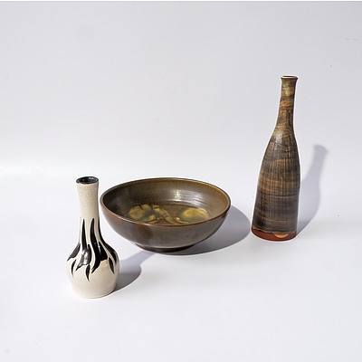 Three Pieces Australian Pottery Including One by Phyllis Dunn and Two Charles Wilton Pieces