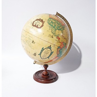 Globe of the World on Wooden Stand Made in Denmark