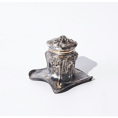 Art Nouveau Pewter Ink Well