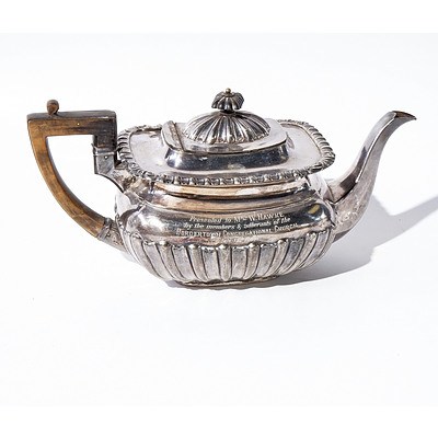 Silver Plate Kettle Inscribed to Mrs W Hawke, Bordertown Congregational Church, 1907