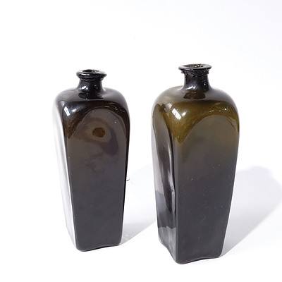 Two Antique Dutch Glass Gin Bottles 19th Century
