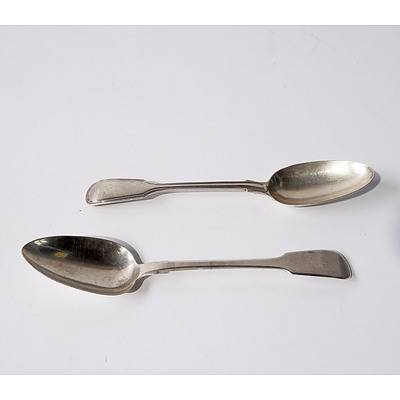 Two English Sterling Silver Dessert Spoons, 19th Century