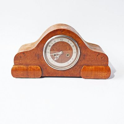 Vintage Burr Walnut Faced Mantle Clock