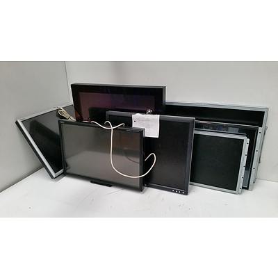 Bulk Lot Of 21 LCD Inch & Below Monitors & Frame-less LCD Monitors