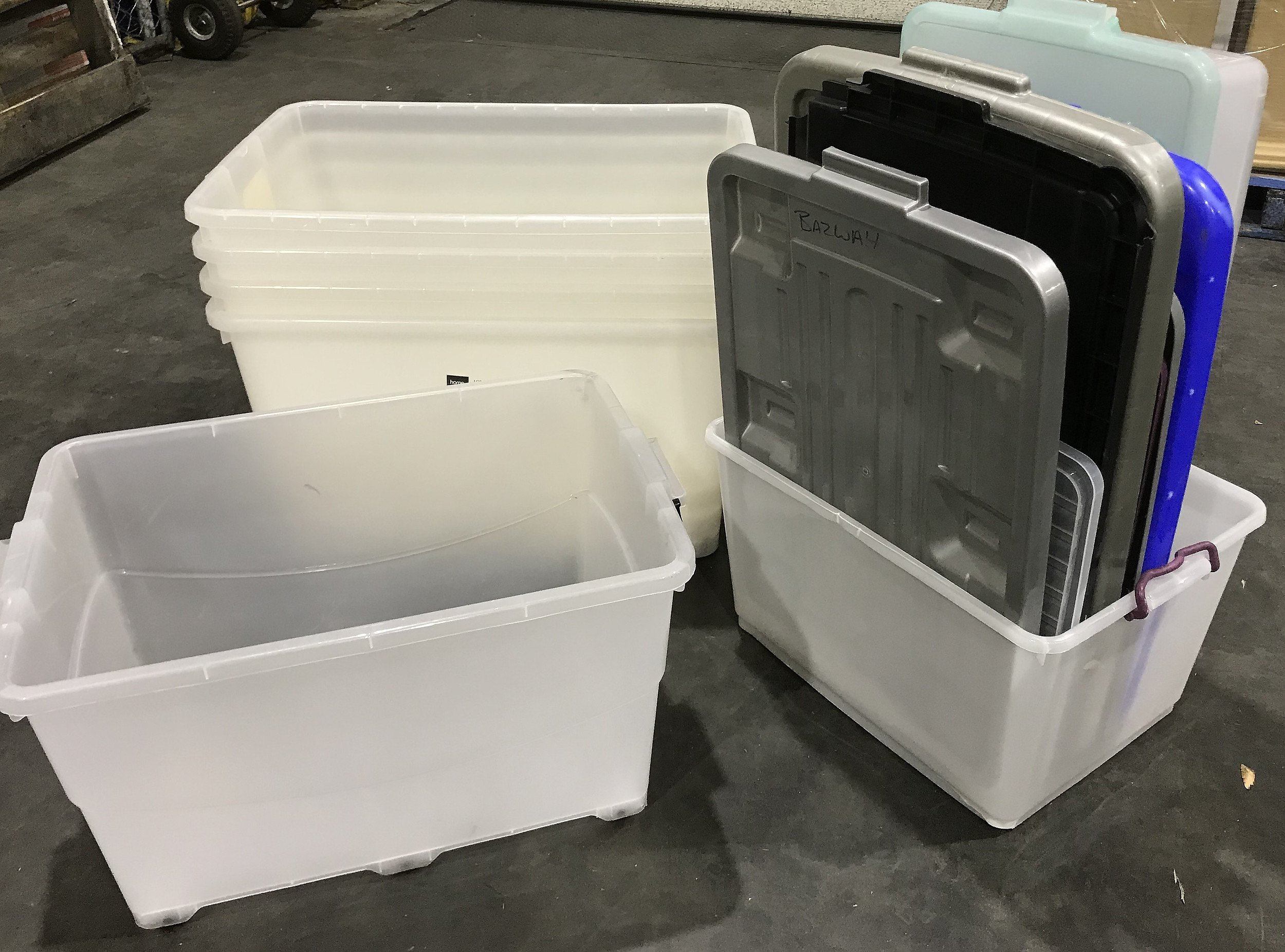 7 Plastic Storage Tubs Lot 1098199 ALLBIDS