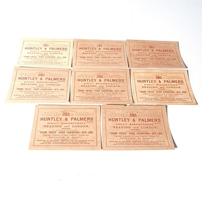 Eight Antique Huntley & Palmers Biscuits Collectible Cards