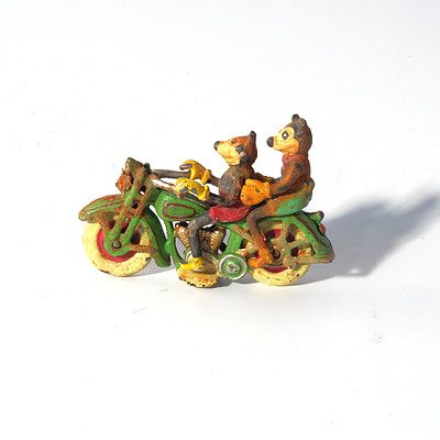 Cast Iron Motorcycle with Mickey Mouse and Minnie