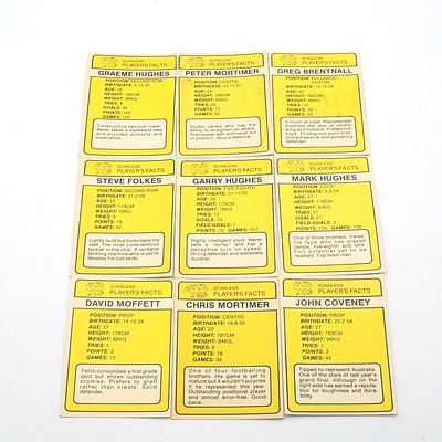 Nine Scanlens 1981 Canterbury Footy Cards, Including Steve Walsh, Peter Mortimer and More