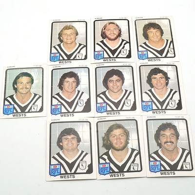 Ten Scanlens 1981 Wests Footy Cards, Including Warren Boland, John Donnelly, Terry Lamb and More