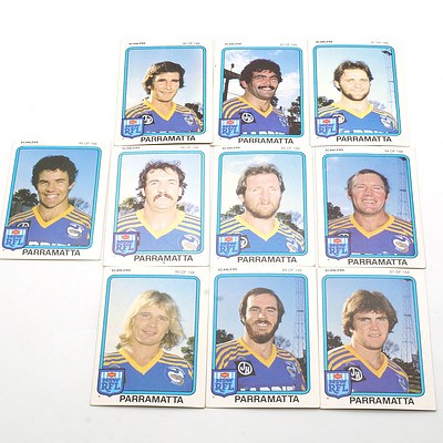 Ten Scanlens 1981 Parramatta Footy Cards, Including Neville Glover, Ron Hilditch, Ray Price and More