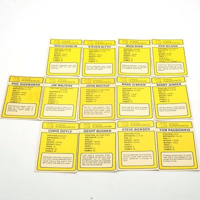 Thirteen Scanlens 1981 Newton Footy Cards, Including Ken Wilson, Phil Sigsworth, Geoff Bugden and More 