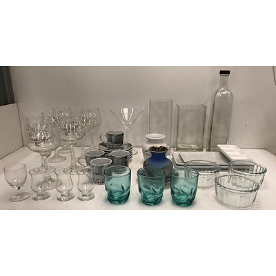 Assortment Glasses Vases Dishes